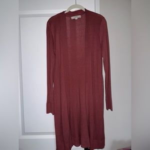 LOFT Dark Rose - Ribbed Duster Cardigan—Never Worn—Size L